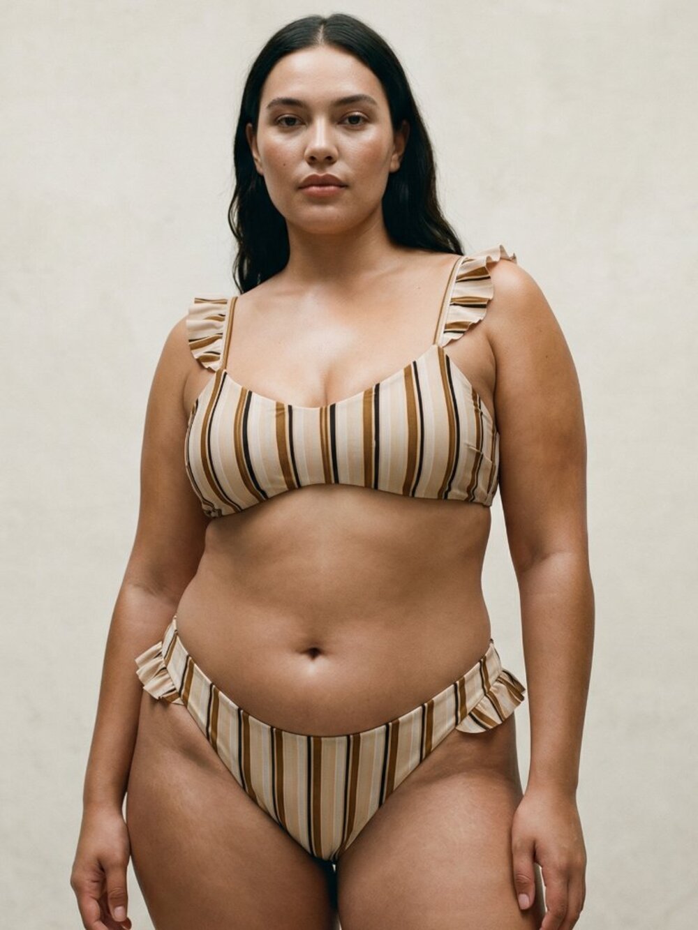 Gillia Tan and Brown Striped Bikini
